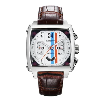 KIMSDUN Muži Mechanické Wristwatche Luxusní Zbrusu Nové Náměstí Pásu Hodinky Multi-Funkční Obchodní Vodotěsné Automatické Pánské Hodinky