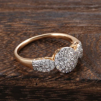 Kinel Luxusní Mikro-Inlay wax Přírodní Zirkony Prsteny pro Ženy Móda 585 Růžové Zlato Snubní Prsten Jemné Vintage Šperky
