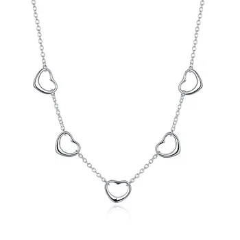 Klasické 925 Sterling Silver Náhrdelníky Šperky 18 Palců Duté pět srdci Módní Náhrdelník pro Ženy, Vánoční Dárky