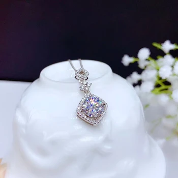 Klasické nalévání lesklé moissanite náhrdelník pro ženy stříbro náhrdelník šperky 925 sterling silver dárek k narozeninám, pod dohledem lesklý klenot