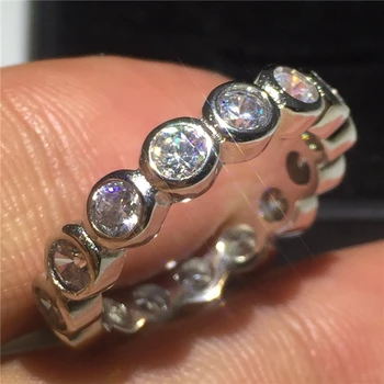 Klasický 3-v-1 Šperky 925 Mincovní Stříbro prsten nastavit Sona 3mm 5A zirkon Kámen Zásnubní Svatební Kapely Prsteny pro ženy, muže, Dárek