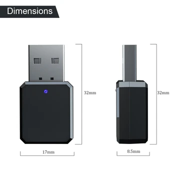 KN318 Bluetooth Adaptér,5.1 Přijímač Bluetooth Stereo Hands-Free Volání USB/AUX Výstup, Přenosné,pro Domácí, Auto, Kancelář,Černá