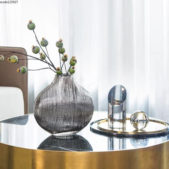 Kreativní Galvanické Skleněné Vázy Stříbrný Kartáčovaný Aranžování Květin Kontejner Hydroponické Stůl Obývací Pokoj Deco Váza Domova