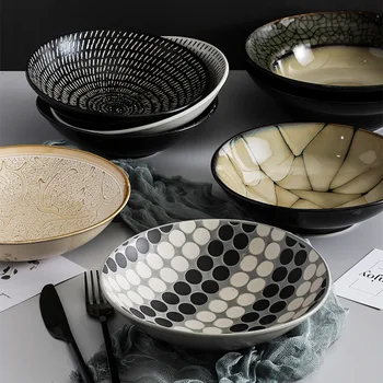 Kreativní keramické misky jídlo domů hluboké misky velkoobchod Japonské ručně malované ramen mísy salát slaměný klobouk mísy nádobí hotel