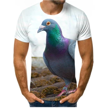 Kreativní maple leaf pták letní pánské a dámské T-shirt O-neck osobnosti-krátký rukáv velké velikosti T-shirt 3D tisk