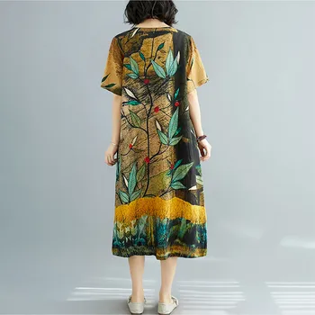 Krátký rukáv šifon vintage květinové šaty pro ženy ležérní volné dlouhé letní slunce šaty elegantní oblečení 2021 letní šaty