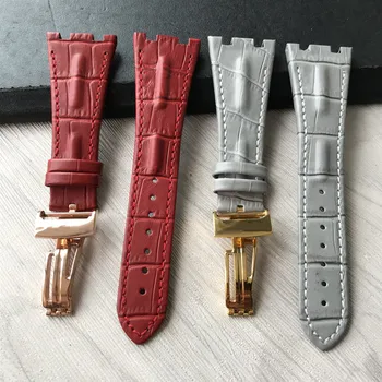 Kvalitní pravé kůže watchband 28mmx18mm červená šedá náhradní náramek kůže hodinky popruh pro muže, pro AP