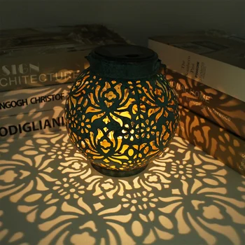 LED Závěsné Lucerna Solární Lampa Zahradní Dekorace Vodotěsné Duté-out Krajina, Světlo Projekce Slunečního záření Na Nádvoří