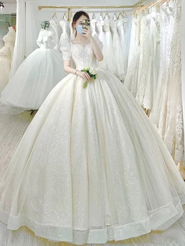 Lehké Jednoduché Svatební Šaty 2021 Nová Princezna Nevěsta Šaty Lesklé Plesové Šaty Svatební Šaty Vestido De Noiva