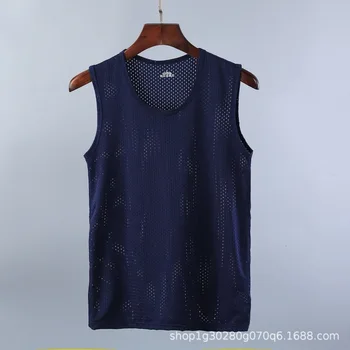 Letní muži mesh vesta Duté prodyšný materiál vesty a rychleschnoucí stlačena košili vestu Široké Rameno bez Rukávů Módní T-shirt