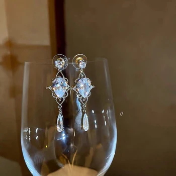 Luxusní Crystal Vody Drop Náušnice Pro Ženy, Vintage Módní Osobnosti Houpat Náušnice Minimalistické Svatební Party Šperky