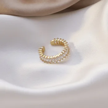 Luxusní Mikro Zpevněné Čtvercové Zirkony Slib Láska Prsteny pro Ženy Zásnubní Svatební Šperky Hot Drop Loď Nastavitelný Kroužek