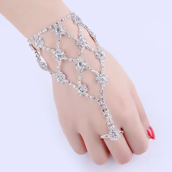 Luxusní Náramek Crystal Glitter Drahokamu Nastavitelný Kovový Řetěz pro Ženy Módní Elegantní Řetěz na Ruku Svatbu