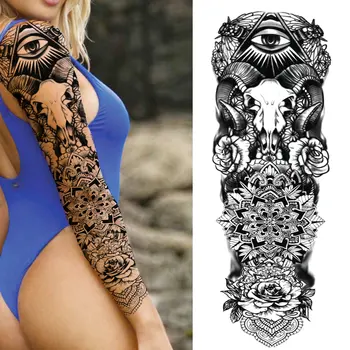 Maori Tribal Totem Dočasné Tetování Pro Muže, Ženy, Dospělé Černé Indie Zvířecí Tetování Samolepka, Dekorace Plné Paži Tetování Rukáv