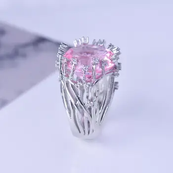 MENGYI Luxusní Vintage Velký Růžový Zirkon 9 2 5 Barvy Prsten Pro Ženy Módní Zásnubní Prsten Šperky Dárky