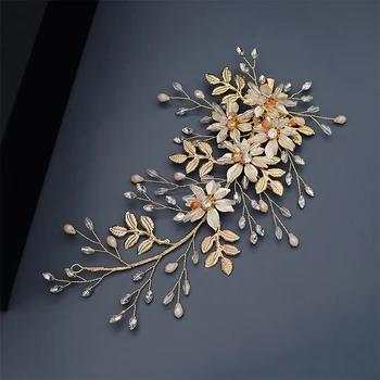 Miallo Klasické Květiny Zlaté Svatební Sponky Do Vlasů Ručně Vyráběné Svatební Vlasy Šperky Rakouské Crystal Nevěsta Družičky Přilby