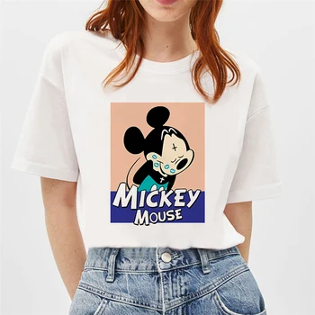 Mickey Mouse, Minnie, Donald Dobří Přátelé Tisknout Trička O-neck Bílé Volné Letní Krátký Rukáv Oblečení pro Dívky T-shirt Tee Tops