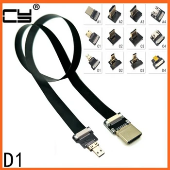 Micro HDMI-kompatibilní samec na HDMI micro Typu D, Nahoru, Dolů úhel muž Žena Loket HD tv s Plochou FPC FPV Kabel pro GH4 GoPro BMPCC A6000