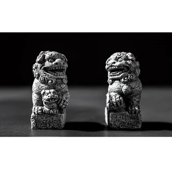 Mini Kamenných Lvů Socha Čínský Styl Pryskyřice Sochy, Ruční práce Figurka Řemesla pro Domácí Stolní Pokojové Dekorace J8