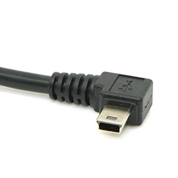 Mini USB 5pin Typ B Samec Pravoúhlý 90 ° USB 2.0 Muž Dat Kabel s ODRUŠOVACÍ Feritové Jádro 5 Metrů