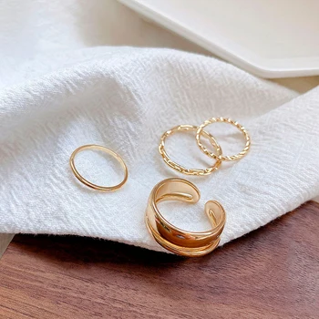 Minimalismus Zlaté Barvy Kulaté Geometrické Prsteny pro Ženy 2021 Klasický Kruh Otevřený Kroužek Společné Prsten Ženské Šperky Dárky