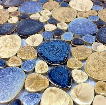 Modrá Béžová Porcelán Oblázkové Mozaiky Pro Kuchyň Backsplash PPMT058 Koupelna Sprchou Zdi Bazénu Podlahy, Keramické Dlaždice