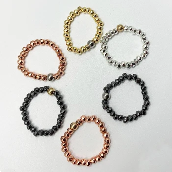 Momiji Boho Sekce Sklo Křišťálové Kroužky pro Ženy, Dívky Multi Barevné Ručně vyráběné Módní Šperky korejské Korálkové Prsteny Velkoobchod