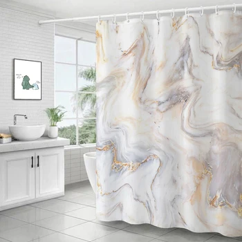 Mramorová Zvlnění sprchové závěsy Abstraktní Pruhované Vodotěsné Vana Závěsy pro Koupelny domů Dekor moderní Luxusní koupelna opona