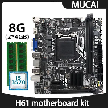 MUCAI H61 základní Deska LGA 1155 Kit Sada S Intel Core i5 3570 CPU Procesor A DDR3 8GB(2*4GB) 1600MHZ RAM Paměti Počítače PC