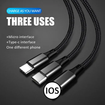 Multi Nabíjecí Kabel 3 v 1 Datový Kabel pro Android iOS Type-C Mobilní Telefon USB Jedním Přetažením Tři Datové Linky nabíjecí Kabel