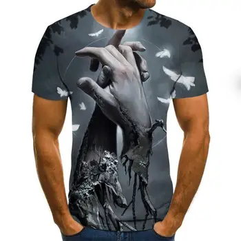 Muži oblečení 2020 Nové Pánské Lebka Tisk Letní Men Krátký Rukáv T-shirt 3D tisk t Košile Ležérní Prodyšný vtipné trička