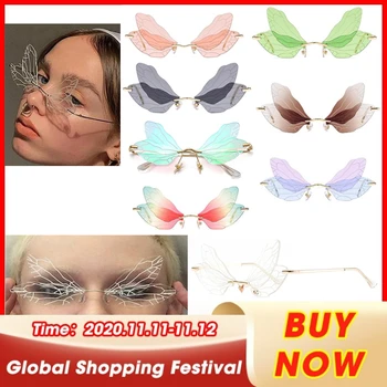 Módní Vrtaných Vážka Křídla sluneční Brýle, Ženy, Vintage Jasné Oceánu, Objektiv Brýle Muži Růžové Sluneční Brýle, Vybavení Odstíny UV400