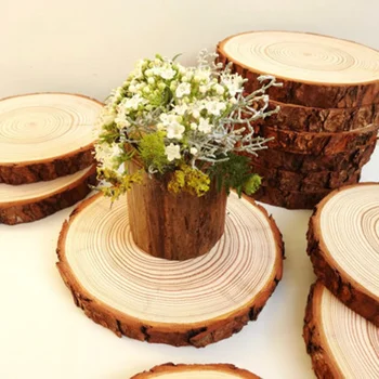 Nedokončený Přírodní Kulaté Dřevěné Plátky Kruhy, S Stromové Kůry Log Disky Pro DIY Svatební Party Malování Dekorace