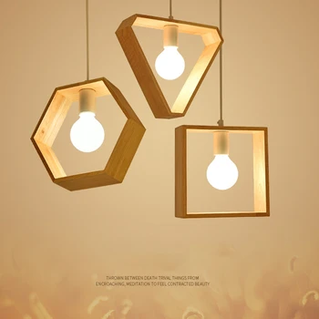 Nordic Geometrické Dřevo Přívěsek Svítilna Moderní Kreativní Masivního Dřeva Přívěsek Světla Hanglamp Kuchyně Dekor Jídelna Hanglampen