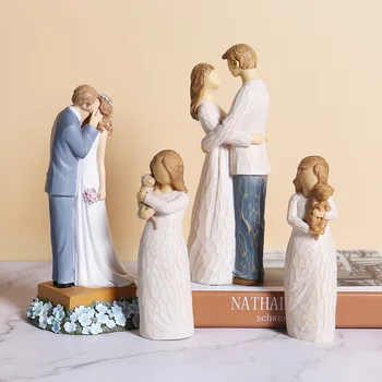 NORTHEUINS Pryskyřice Pár Milenec Figurky Amerických Kreativní Dárek na Valentýna Svatební Výzdoba Přijít Domů, Dekorace Interiéru