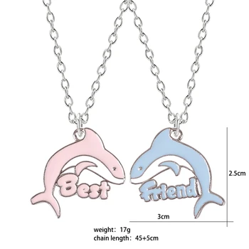 Nová Móda 2 Ks Sada Přívěšek Delfín BFF Náhrdelník Pro Ženy 2021 nejprodávanější Nejlepší Přítel Náhrdelník Řetězce Collares Šperky