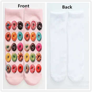 Nové 3D Tištěné Ponožky Vtipné Zimní Ponožky Ženy Roztomilé korejský Styl Roztomilé Jídlo, Koblihy Růžové Ponožky Bavlna Popsocket Vánoční Dárky