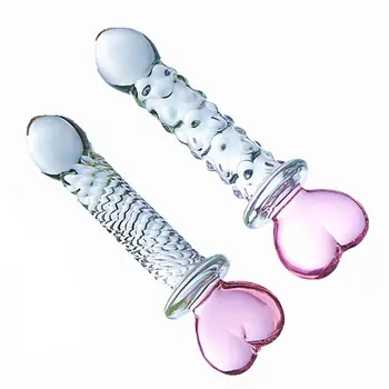 Nové Velké Vodotěsné Dildo Glass Butt Plug Manuální Stimulace, pro Dospělé Lesbičky Velký Sex Hračka Láska Srdce Tvar Hračky pro Dospělé