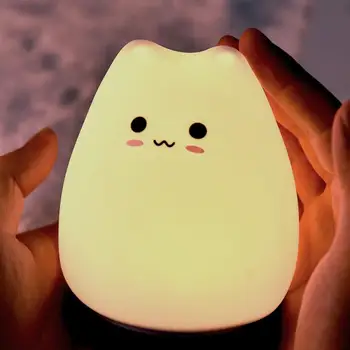 Noční LED Lampa Touch Senzor Cat Silikonové Zvířat, Světlo Měnící Barvu Světla Sleepping Kreativní Ložnice Desktop Dekor Lampa