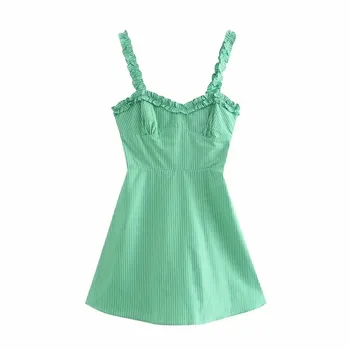 NWOMN Za Ženy Letní Šaty 2021 Zelené Pruhované Ženy Šaty Sexy Ležérní Off Rameno Pláž šatová sukně Dámské Mini Šaty