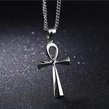 Náboženství Egyptský Ankh Kříž Náhrdelníky Přívěsky z Nerezové Oceli Symbol Života Cross Řetěz Šperky Dárky