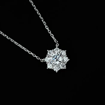 OEVAS 925 Sterling Silver Šumivé High Carbon Diamond Flower Přívěskem Náhrdelník Pro Ženy Svatební Party Jemné Šperky Dárky