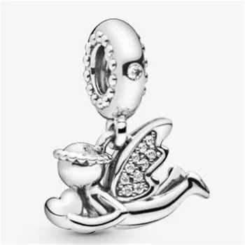 Originální 925 Sterling Silver Charm Anděl Lásky Houpat Kouzlo Korálků Fit Ženy, 3mm, Náramek & Náhrdelník DIY Šperky