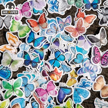 Pane papír 8 Vzory, 40 Ks/box Iny Styl Butterfly Manor Série Box Samolepky Kreativní Ruku Účet Dekor DIY Materiál, Samolepky