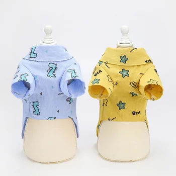 Pet, Pes, T-košile, Letní Tenká Oblečení pro psy Star Print Štěně žluté a modré Sukně Oblečení Princezna Pet Vesta Pro Teddy Pudl Čivava