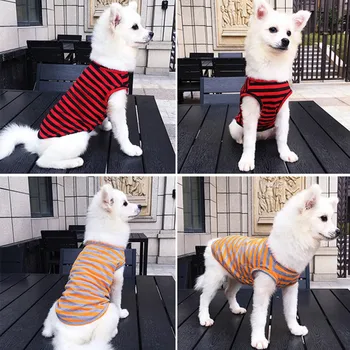 Pet Pruhované Psa Tričko Jarní Letní Bavlněné Ležérní Tričko Oblečení Prodyšné Pes Štěně Kostým Cat T-Shirt 3 Barvy, XS-XL