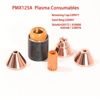 PMX125A Plazmové Řezání Spotřební materiál Shield 420172 420000 420168 220976 Upevňovací Víčko 220977 Víří Prstenec 220997