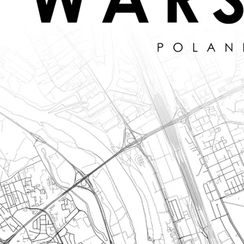 Polsko Mapa Města Plátno Tisků Varšava Wroclaw Kolobrzeg Slupsk City Street Road Map Plakát Moderní Umění Obraz, Obrázek, Domova