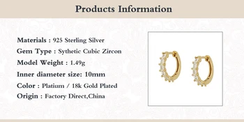 Poradce 925 Sterling Silver Zlatá Fialová Zelená Hoop Náušnice Piercing Pendiente Kruh, Kolo, Barevné Zirkony Huggie Náušnice Šperky