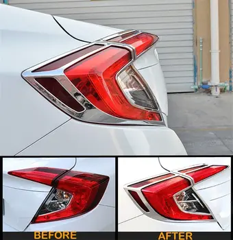 Pro Honda Civic 2016 2017 2018 Sedan Chrome Zadní zadní Světlo Lampa Kryt Čalounění Tvarování 4ks